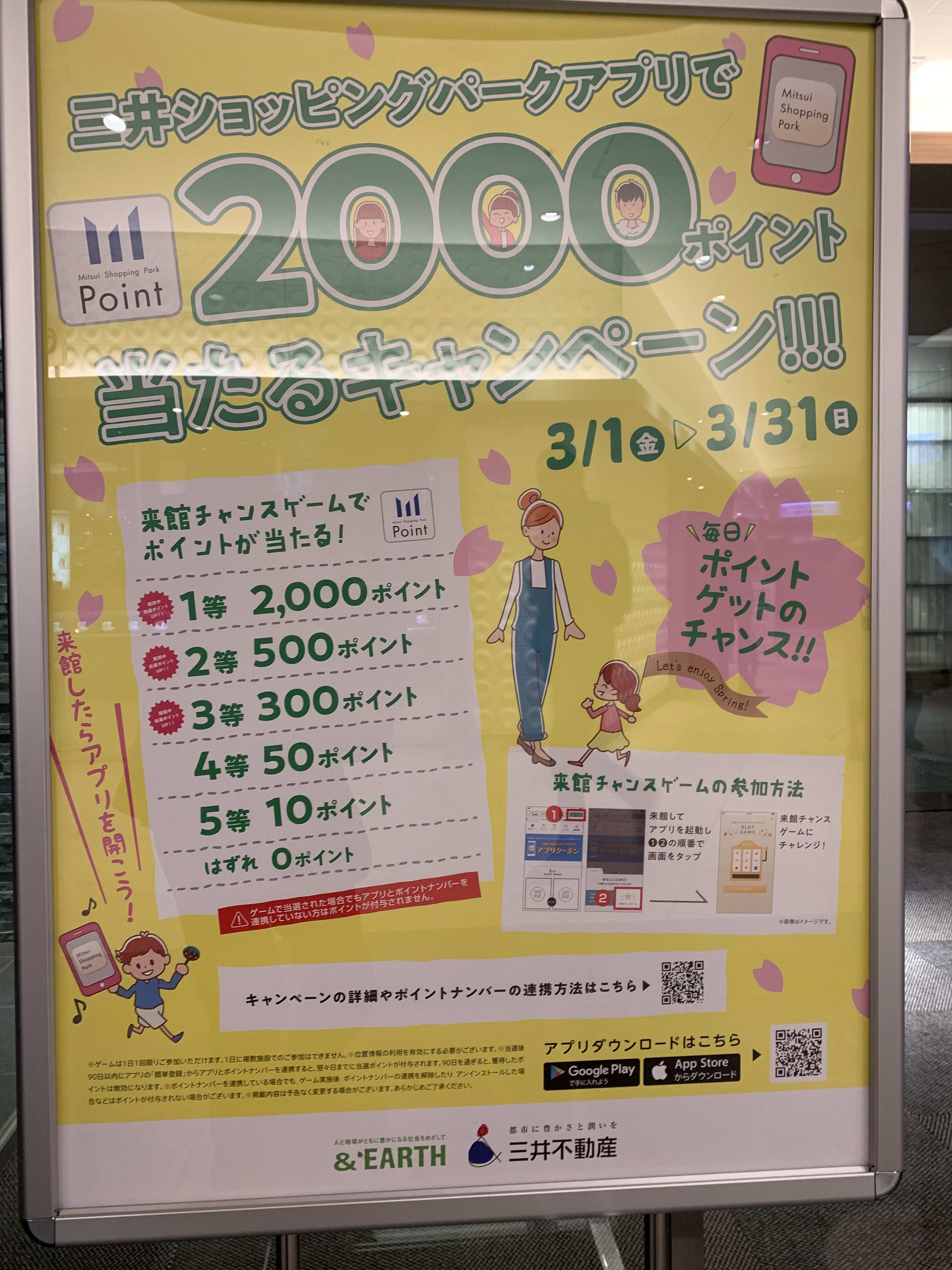 三井ショッピングパークアプリで2000ポイント