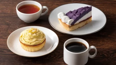 タリーズコーヒー～少しでも秋気分 レトロ喫茶風スイーツ～「喫茶風ほっくりモンブラン」「紫芋とカシスのタルト」発売中