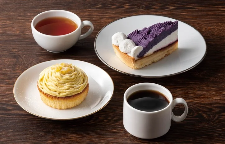 タリーズコーヒー～少しでも秋気分 レトロ喫茶風スイーツ～「喫茶風ほっくりモンブラン」「紫芋とカシスのタルト」発売中