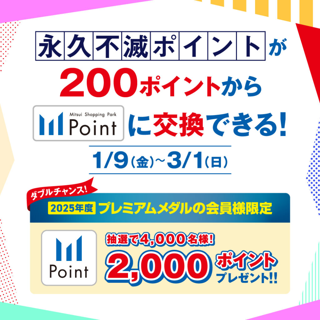永久不滅ポイントが200ポイントから三井ショッピングパークポイントに交換
